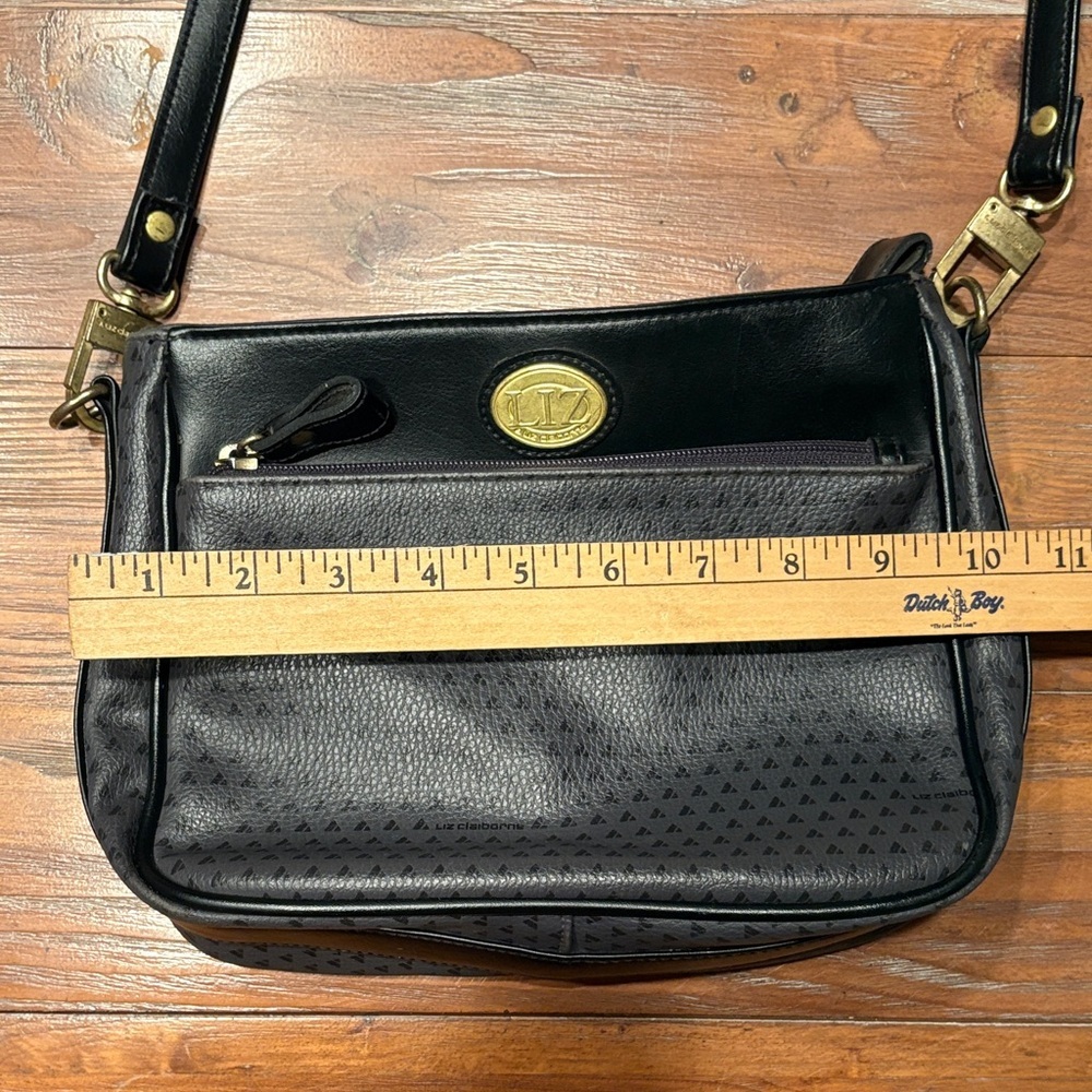 Liz Claiborne Black and Grey Crossbody Bag with Brass Accents - Picture 8 of 10